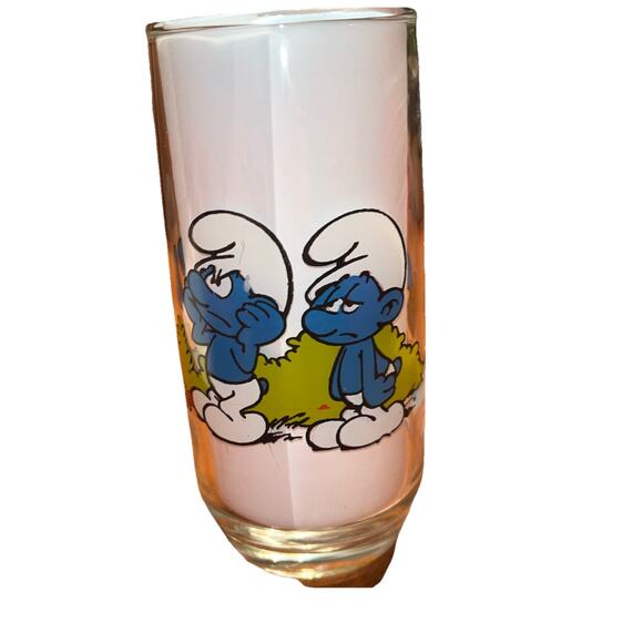 Vtg "Brainy" Smurf Collectible Drinking Glass 1982 Peyo by Wallace Berrie EUC - Picture 2 of 3